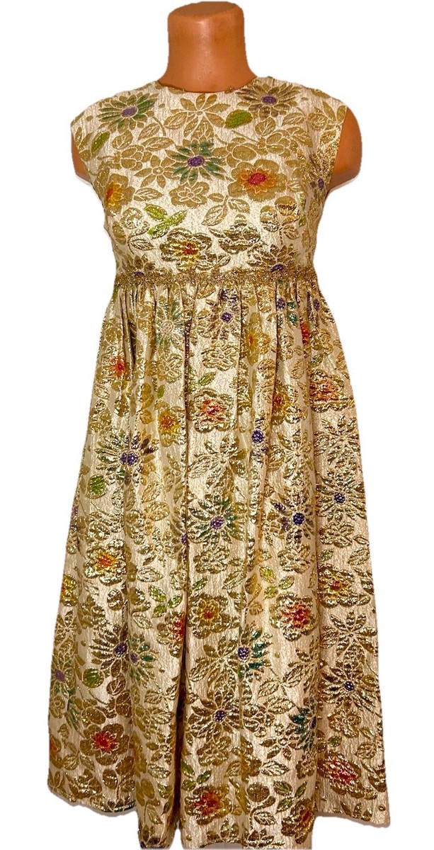 Vtg 50s 60s Gold Brocade Floral Flowers Cocktail Party Dress XS Metallic MIDI | eBay Vtg 50s 60s Gold Brocade Floral Flowers Cocktail Party Dress XS Metallic MIDI | eBay