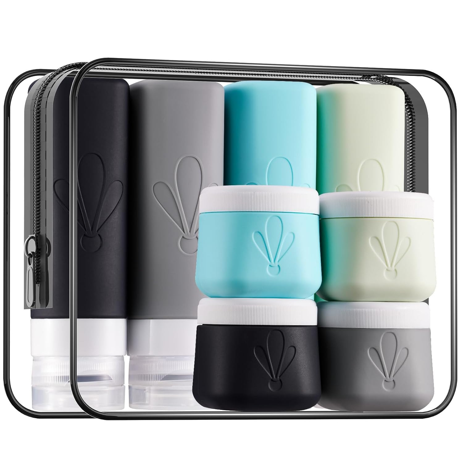 & Cream Jars With Toiletry Bag, 3oz Leakpr