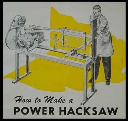 Power Hacksaw Heavy Duty 1951 How-To build PLANS Small Shop