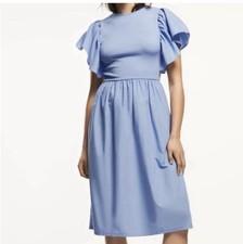 Zara Ruffle Sleeve Midi Dress Cottagecore Modest Prairie country Size S EUC