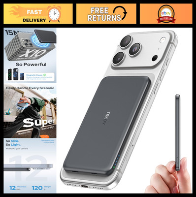 5000mAh Slim Wireless Magnetic Power Bank, USB C Charger, Travel Essential for i