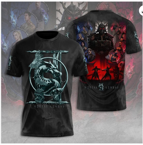 Mortal Kombat 2 Movie Shirt 2026 Shao Kahn All Over Print Graphic Black Tee Men