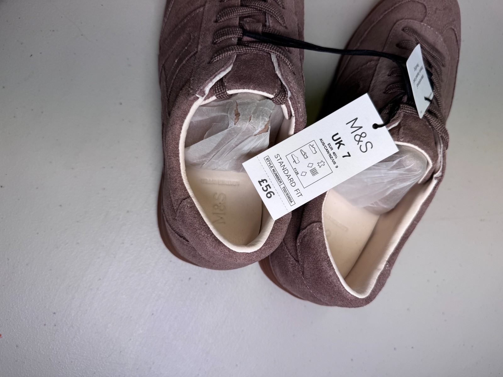 M&S Autograph Mens Suede Trainers UK 7 Taupe Brown Leather Lace Up Shoes BNWT image 9