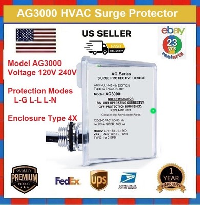 AG3000 120/240 VAC Universal HVAC Surge Protective Device - Advanced Surge Pr...