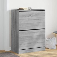Schuhschrank Mit 2 Klappen Grau Sonoma 80X42X108 Cm