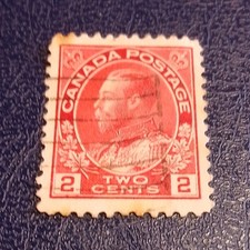 Canada Timbre 2¢ rouge Royauté oblitéré, cachet à la main (1 timbre)