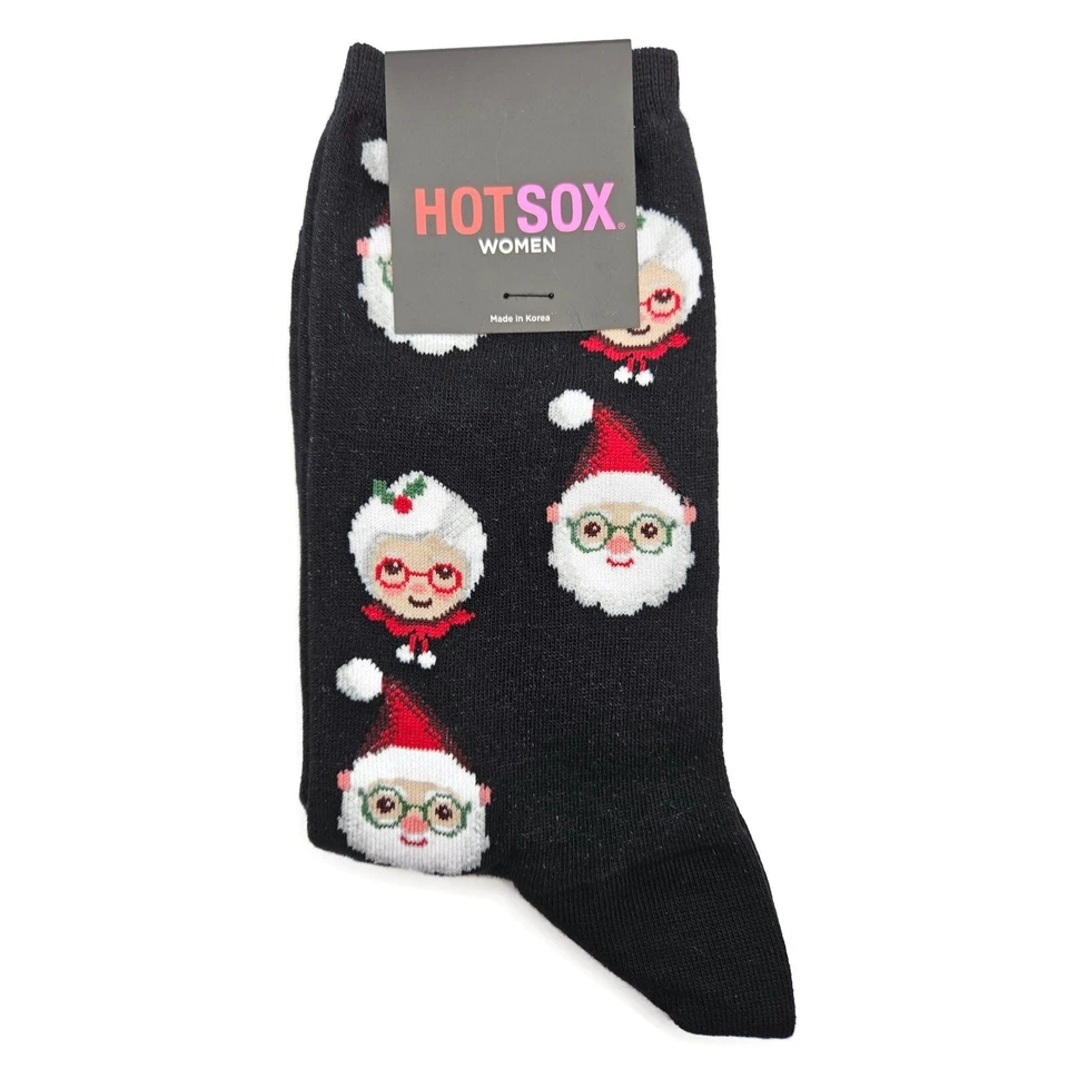 Hot Sox Mujeres Negro Navidad Calcetines Sra. Claus Santa Claus Medias Rellenos Foto 2 de 4