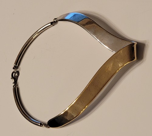 Vintage Modernist sterling silver M VISMONSKI (Israel) V-shaped choker necklace - Picture 11 of 13