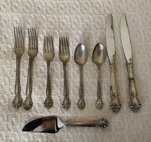 GORHAM SECRET GARDEN sterling silver 9 pc LOT  SCRAP/USE 457.2 grams