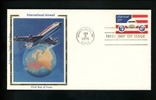 US FDC #C90 Colorano Silk 1976 Honolulu HI Airmail Plane & Globes 