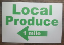 18 x 12 Local Produce 1 Mile double sided Yard sign directional arrow wire stand