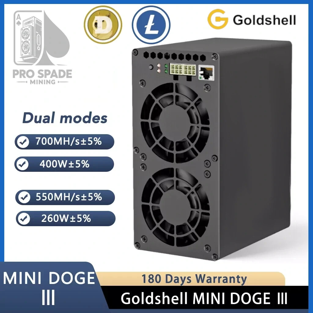Goldshell Mini Doge 3 Ⅲ Miner Doge Coin LTC Dual Mode 700M Goldshell Mini Doge 3 Ⅲ Miner Doge Coin LTC Dual Mode 700M