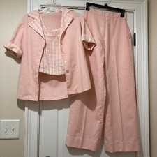 Handmade Vintage Womens Pink Jacket Shirt And Pant Set Size In Photos