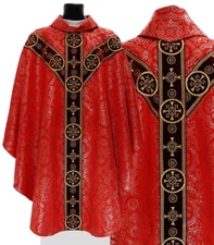 Red Semi Gothic Chasuble with stole Vestment Casulla Roja Casula Y579AC14g