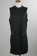 Women's Forever 21 Size L (12/14) 4% Stretch Black Sleeveless Dress, Zip Decor