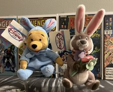Vintage DISNEY STORE EASTER BUNNY POOH BEAR  GOPHER 7  PLUSH NEW W Tags 1990s