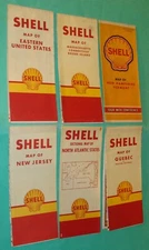 6 Vintage Shell Oil Co. Gas Service Station Road Maps 1941-51 - Various States