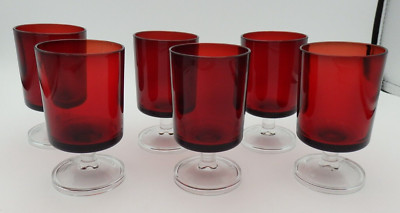 Cristal D'Arques Cavalier Luminarc France 3 oz Ruby Red Wine Glasses 4'' Set of 6