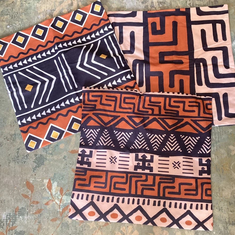 Graphic south-western Pillow Covers Geometric Tribal Lot Of 3 Fits 18” Forms - Image 2 of 4
