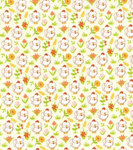 Farm Baby Chickens on Yellow Nursery Cotton Fabric - Picture 2 of 2