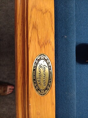American Heritage Pool Table, dark blue felt, including two viewing chairs