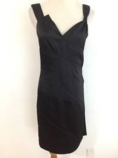 MAX & CLEO Sleeveless LBD Little Black Sheath Dress Asymmetrical Neckline Size 4