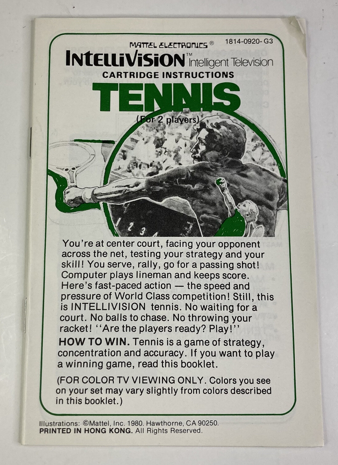 Jeu Mattel Intellivision Tennis complet - 501