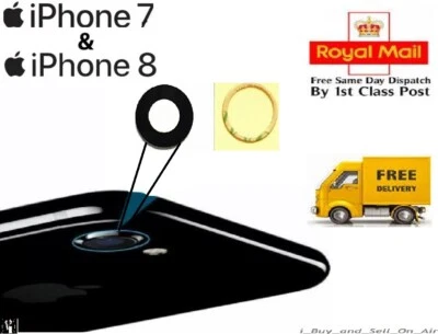 Apple iPhone 7 & 8 Replacement Rear Back GLASS Camera Lens Cover with Adhesive