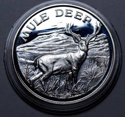 2 OZ 999 SILVER ROUND NORTH AMERICAN WILDLIFE SERIES MULE DEER