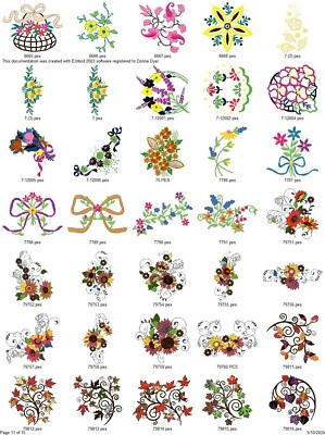 500 ASSORTED FLOWERS 01 EMBROIDERY MACHINE DESIGNS COLLECTION PES USB DRIVE