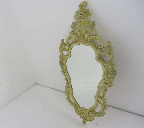 Sweet Oval Crackled White Wall Hanging Mirror Romantic Hollywood Regency French - Picture 5 of 6