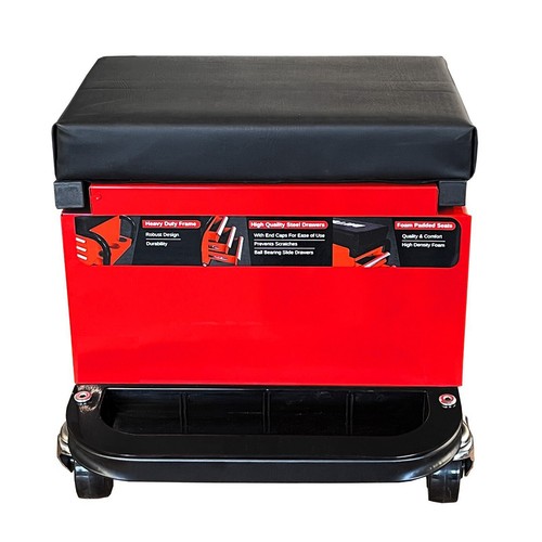 Mechanic Creeper Roller Work Seat Tool Box Stool Chest Trolley Drawers Garage - 第 2/5 張圖片