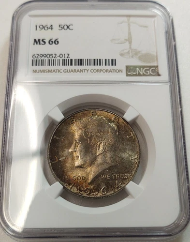 *TONED* 1964 KENNEDY 50C HALF DOLLAR NGC MS66 #6299052-012