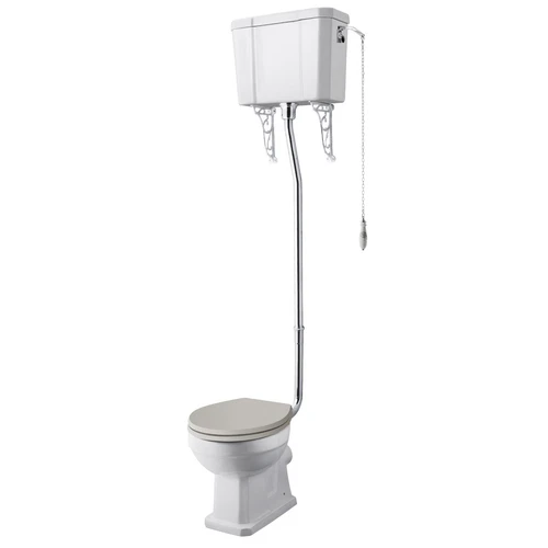 Traditional Comfort Height High-Level Toilet & Flush Pipe Bathroom WC Ceramic