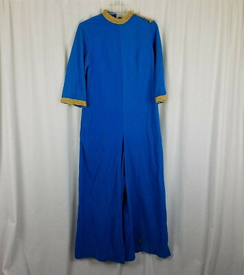 Lisanne Loungewear Blue Velour Pantsuit Jumpsuit Culottes Womens 16 60s 70s  MCM