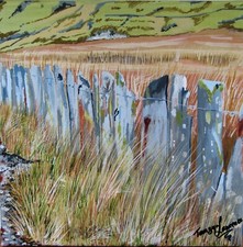 Crawia/Slate fence, Fine Art Greetings Card, Welsh landscape, history, culture.