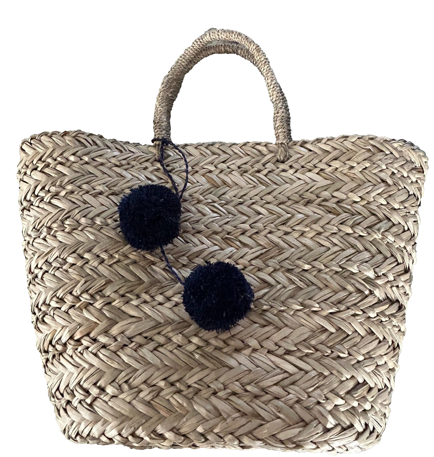 Peter Millar Large Straw Beach Tote with Tassels and Medium Insert