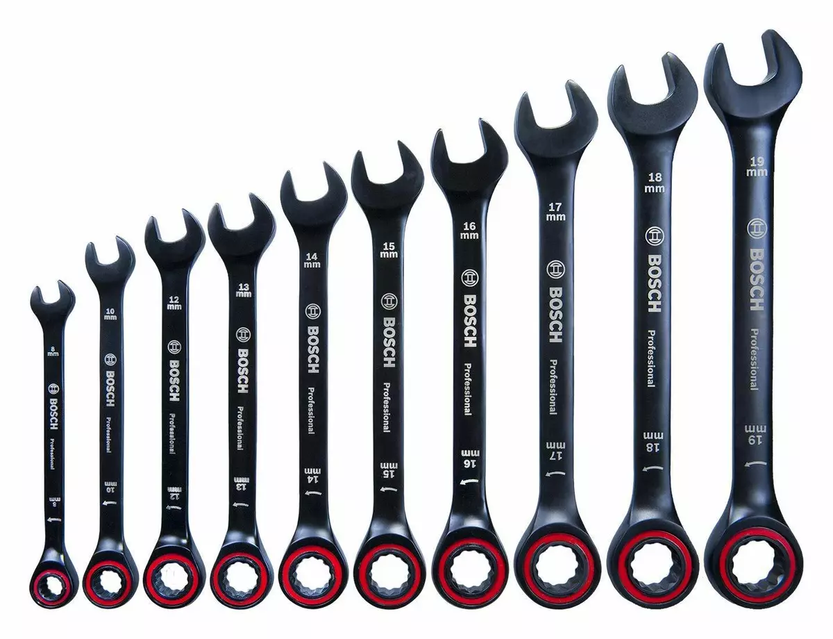 Bosch Professional PRO 10-Part Spanner Set with Ratchet Function