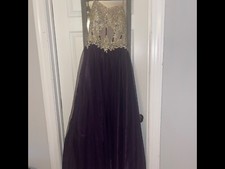 Deep Purple Corset Top w/ Rhinestones Prom Dress