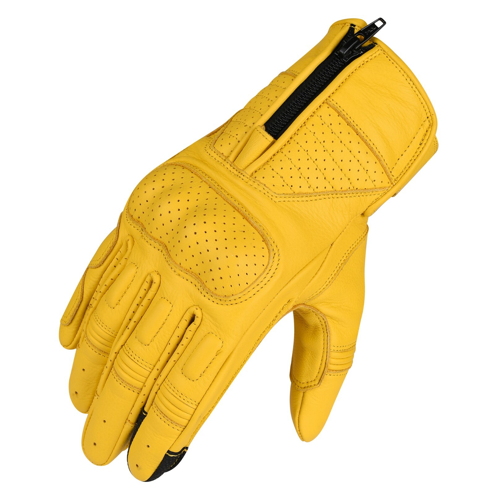 REDRUM Men Summer 100 Leather Motorcycle Gloves Zipper Motorbike Quad