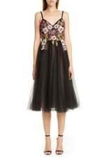 PATBO PATRICIA BONALDI BEADED FLORAL BUSTIER COCKTAIL DRESS  sz  6 US/ BR 38