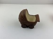 Vintage Baby Brown Art Pottery Buggy Stroller Ceramic Planter 7Z Garden
