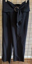 Vintage Prada Black Dress Pants Slacks Sz 44 Trousers W/Decorative Belt Italy
