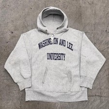 Vintage 80s Champion Reverse Weave Hoodie XL Grey Washington and Lee