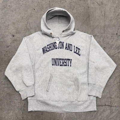 Vintage 80s Champion Reverse Weave Hoodie XL Grey Washington and Lee