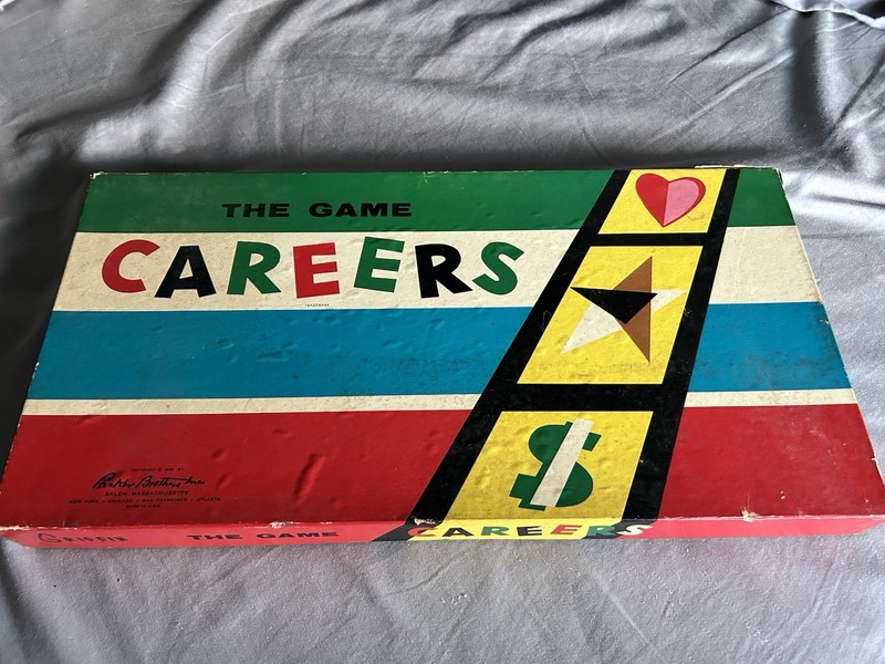 Vintage 1955 Careers Board Game Parker Brothers Game of Optional Goals Complete