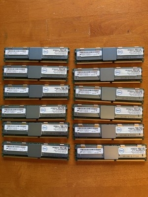 Lot of 12 Micron 8GB 2Rx4 PC2-5300F-555-12 E0 MT36HTF1G72FZ-667C1D6 (76 GB)