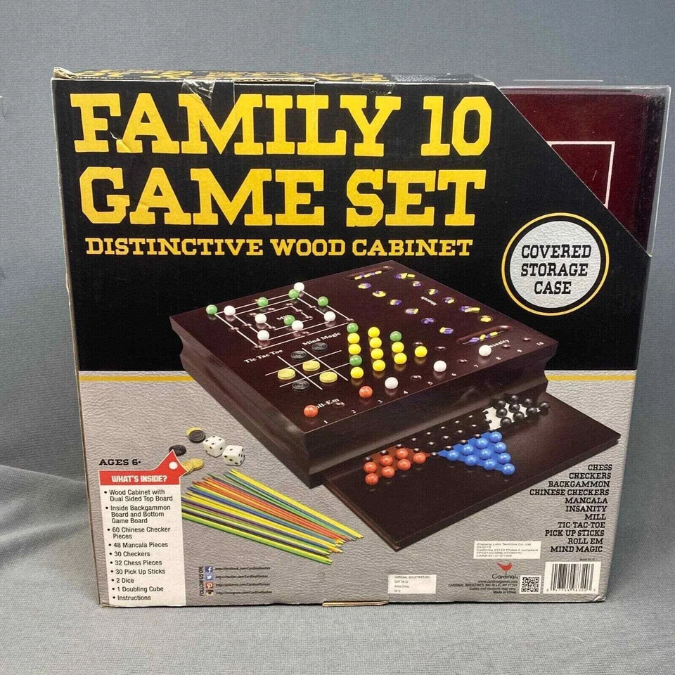 Cardinal Family 10 Games Set With Distinctive Wood Cabinet New Backgammon Chess - Image 3 of 4