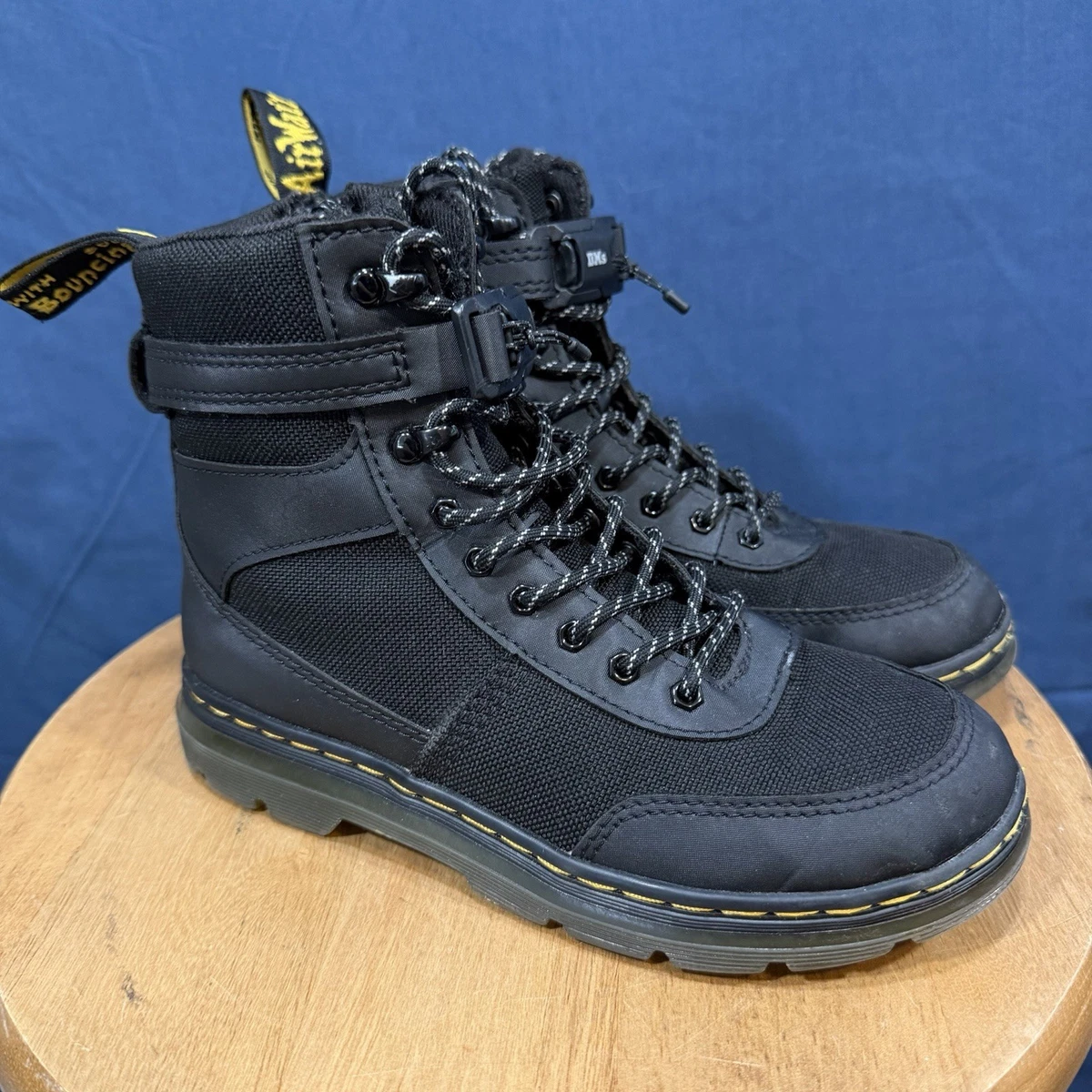 Bottes De Combat Doc Martens Enfant Noir Métallisé Chatoyant Grunge