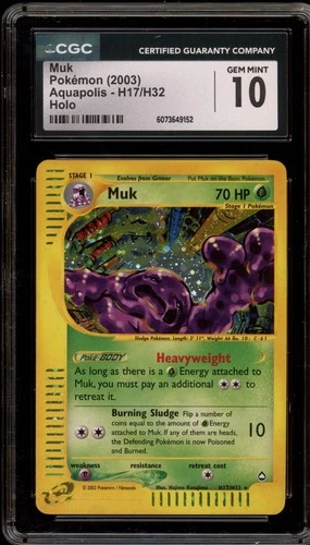Pokemon Muk Aquapolis Holo Rare #H17 CGC 10 Gem Mint